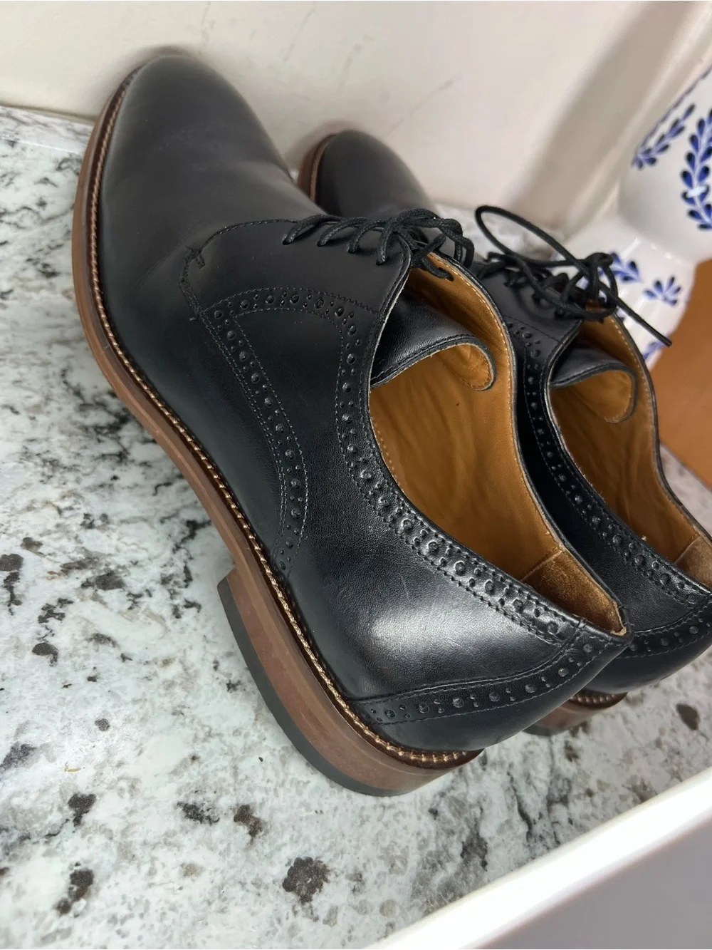 Johnston & Murphy Black Leather Wingtip Derby Shoes US11.5 excellent